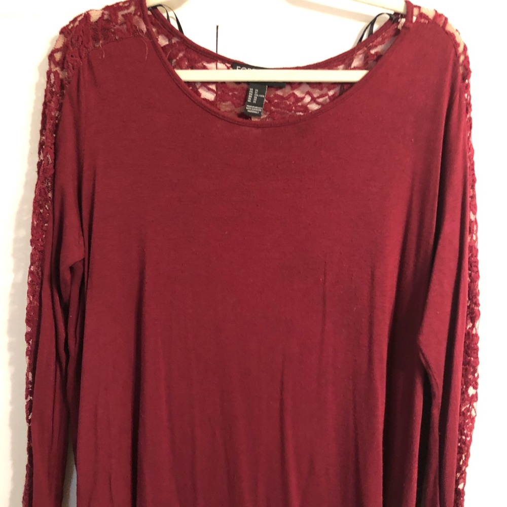 Burgundy lace long sleeve